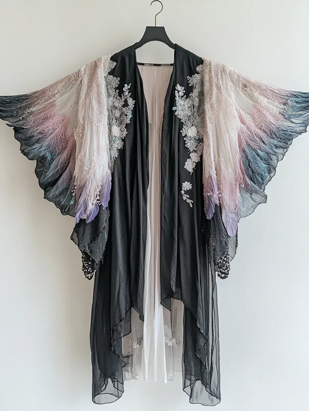 Summer original design elegant handmade feather kimono 5867