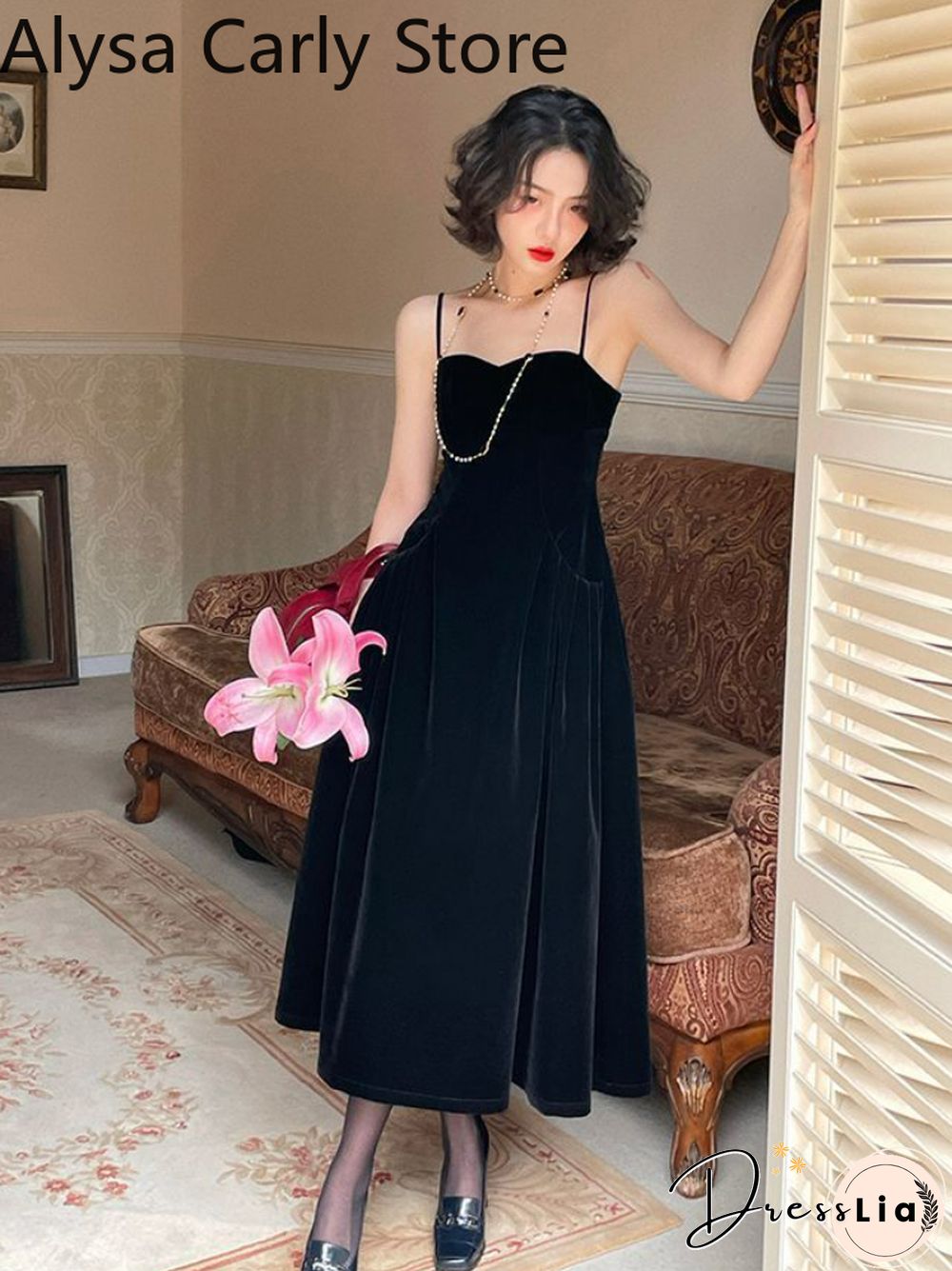 French Vintage strap dress women red elegant Korean party midi female sexy backless