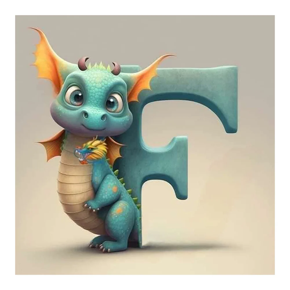 Diamond Painting - Full Round Drill - Dragon Alphabet(Canvas|30*30cm)