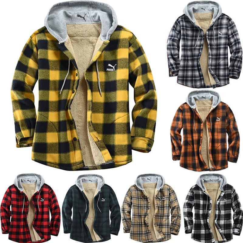 puma plaid płaszcz z wełny jagnięcej