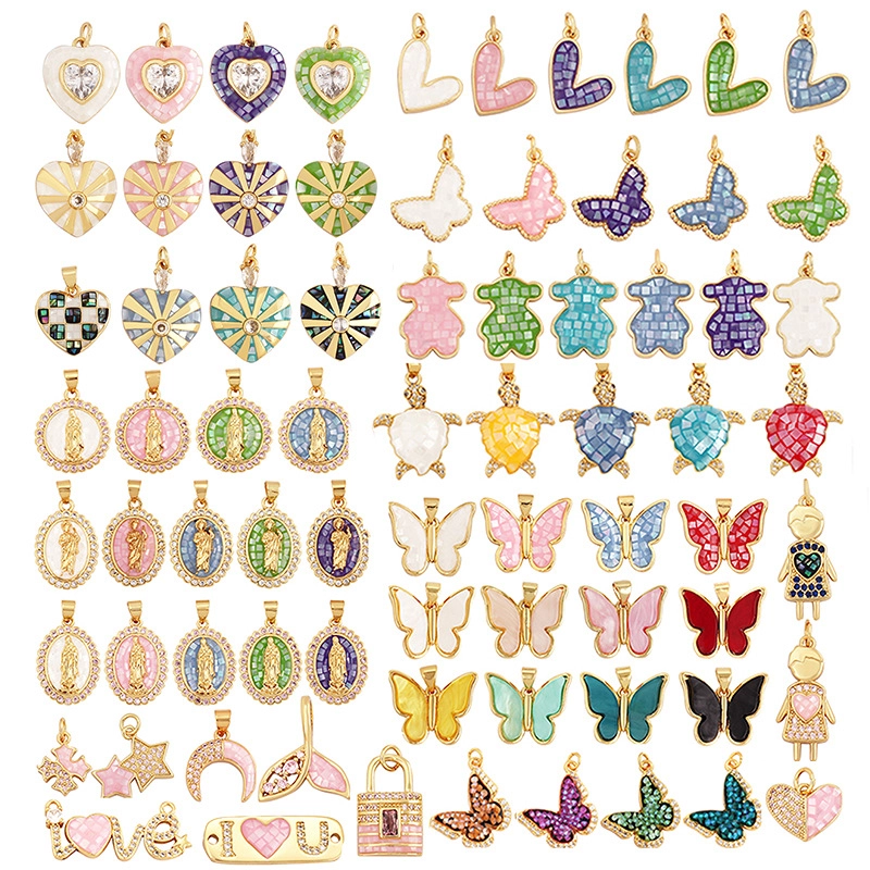 1 Piece 15 * 20mm Copper Heart Shape Butterfly Pendant Jewelry Accessories