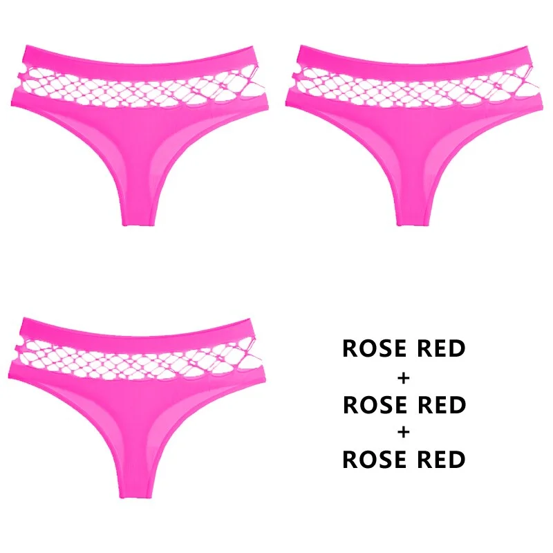 CINOON 3Pcs/Lot Hollow Out Lingerie Seamless Sexy Panties Women Elasticity Underwear Temptation Middle-waist G String Underpant
