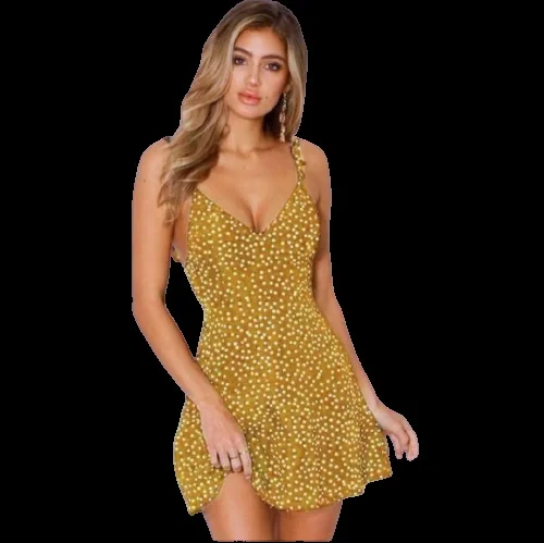 Women's Casual Sling Print Waist Mini Dress