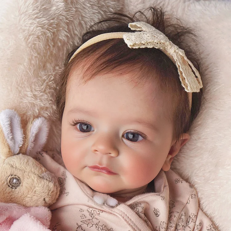 [3-7 Days Delivery]18" Realistic and Cute Reborn Baby Girl Opened Her Eyes with Bright Eyes Brown Hair and Posable Silicone Vinyl Body Named Claire