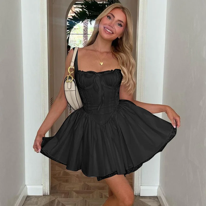 Uveng Uveng Summer New Women's French Temperament Elegant Sexy Low Chest Waist Sling Dress