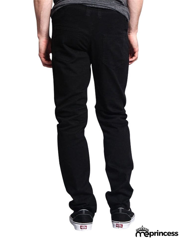 Men's Personality Leather Splicing Straight Leg Pants