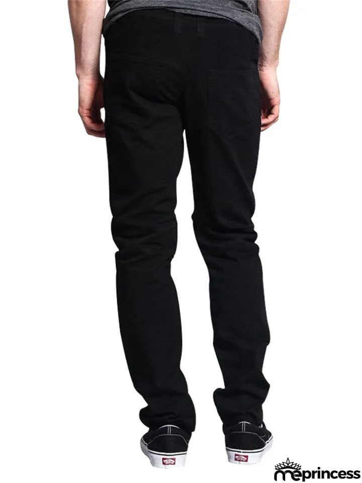 Men's Personality Leather Splicing Straight Leg Pants