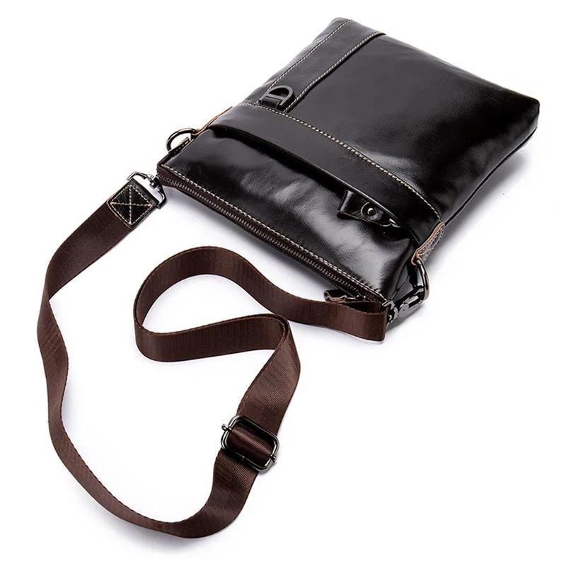 Organizational Layout Grain Textured Style Contrast Stitching Crossbody Sling Bag