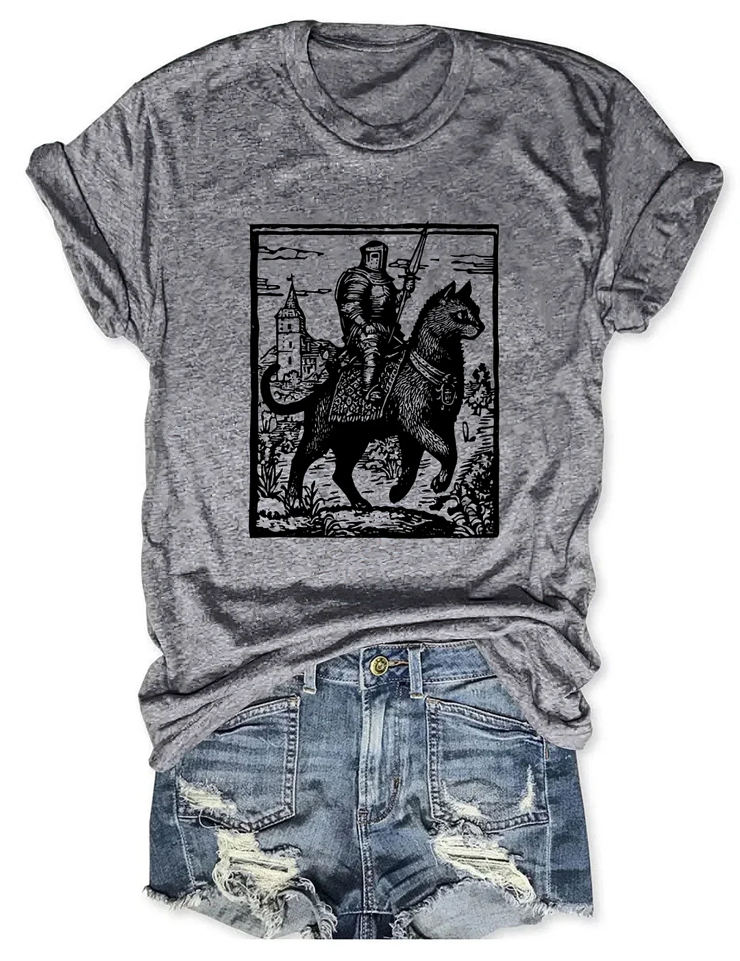 Knight Cat Rider Vintage T-shirt