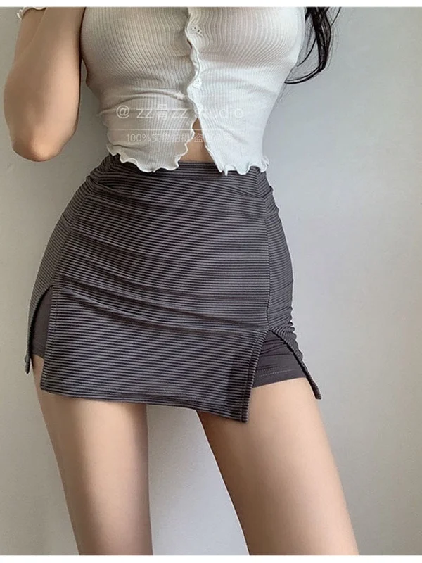 Jangj Ruffles TVVOVVIN Lace V Neck Slim Tshirt Tees Skinny Tops + Hip Wrap Mini Skirts Hot And Sexy Skorts Korean Women Set 5ZU 1109-1