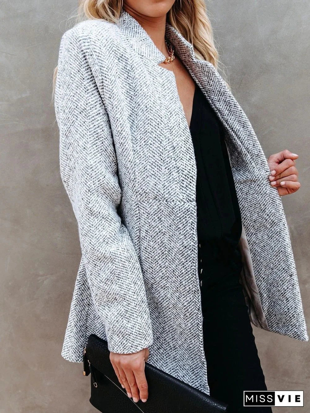 Women's Coats Fashion Long Sleeve Pocket Woolen Coat