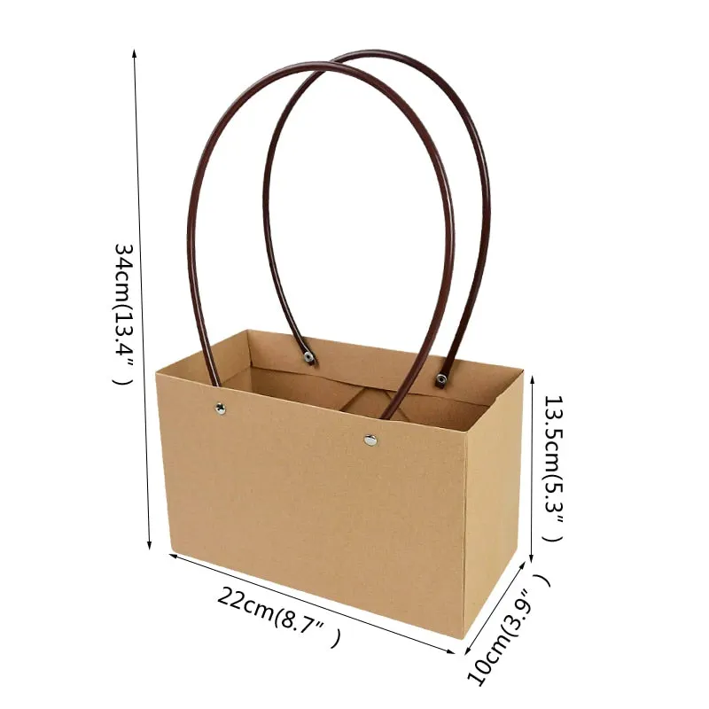 Portable Flower Box Waterproof Paper Handy Gift Bag Kraft Handbag Wedding Rose Party Gift Box Packaging For Candy Cake Birthday