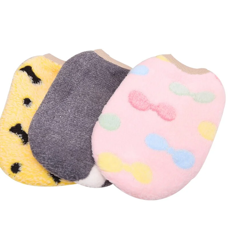 Sdrawing Winter Warm Dog vest Cute Bowknot bone Printed Dog Clothes for Small Dogs Soft Dog Jacket puppy Coat for Chihuahua