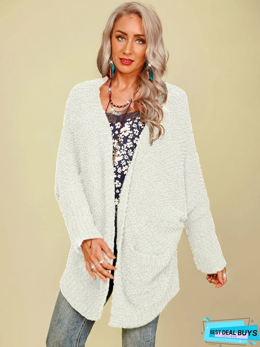 plain long sleeve Cardigan