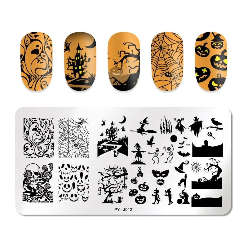 PICT YOU Rectangle Stamping Plates Rose Flower Series Image Design Stamp Stainless Steel Nail Art Design Template Tools J002-Nail Inspo