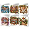 (US Only)6PCS DIY Merry Christmas Diamond Art Greeting Cards Congratulations Cards & Gift