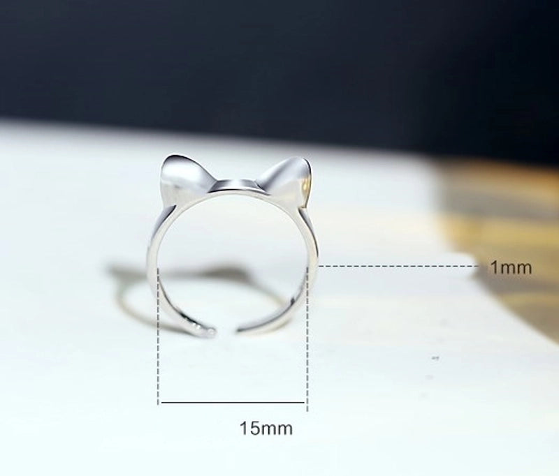 Cute Cat Copper White Gold Plated Open Rings In Bulk