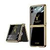 Luxury Deer Pattern Electroplating Tempered Glass Case For Samsung Z Flip 3 5G
