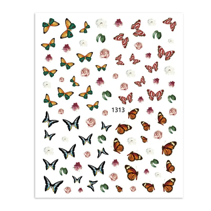 Nail Stickers Back Glue Multiple Color Vintage butterfly Designs Nail Decal Decoration Tips For Beauty Salons-Nail Inspo