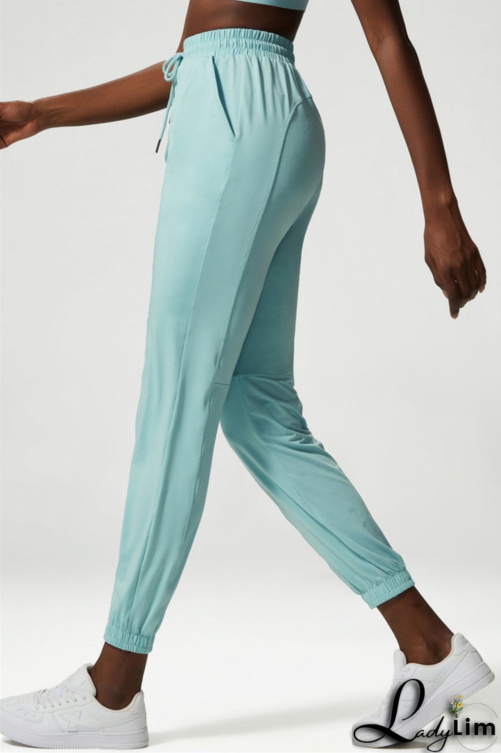 Apricot Casual Sportswear Solid Patchwork Regular High Waist Trousers