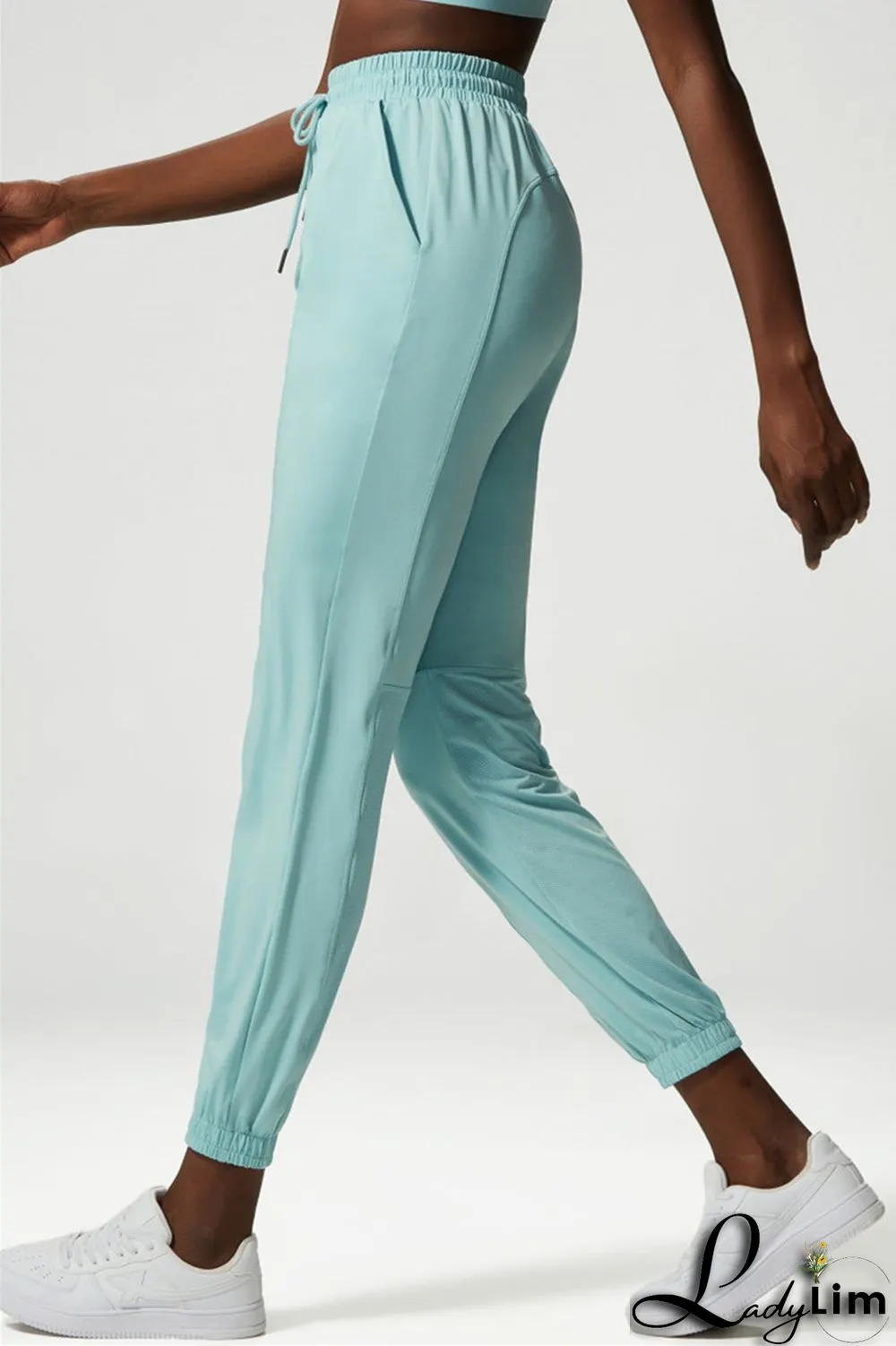 Apricot Casual Sportswear Solid Patchwork Regular High Waist Trousers