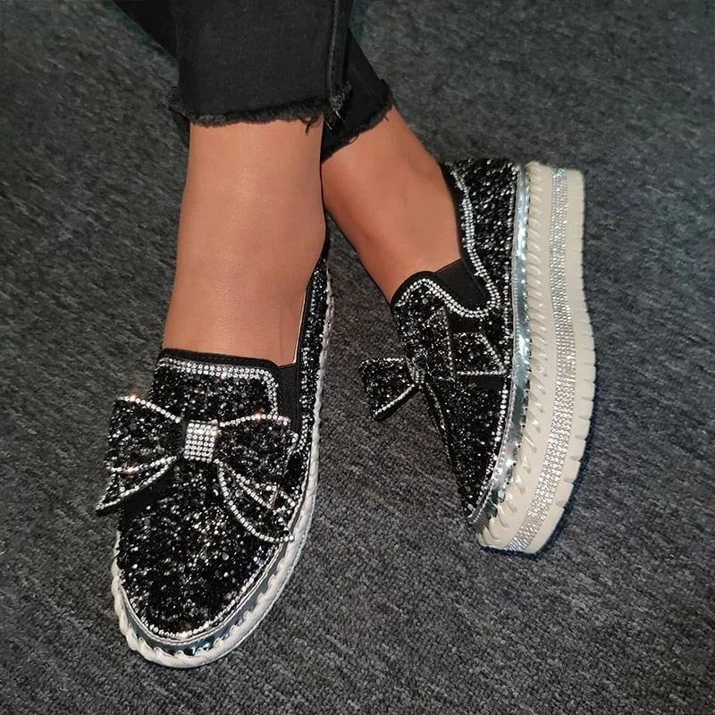 Women's shiny casual crystal shoes