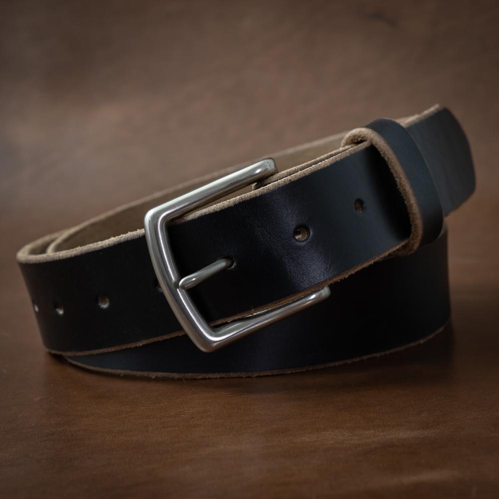 Handmade Top Layer Cowhide Walt Belt-Black