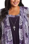 Plus Size Mother Of The Bride Mesh Print Formal Three Pieces Set Pant Suits