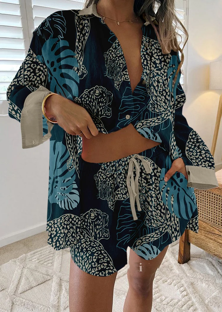 Vintage Animal Print Two-Piece Set