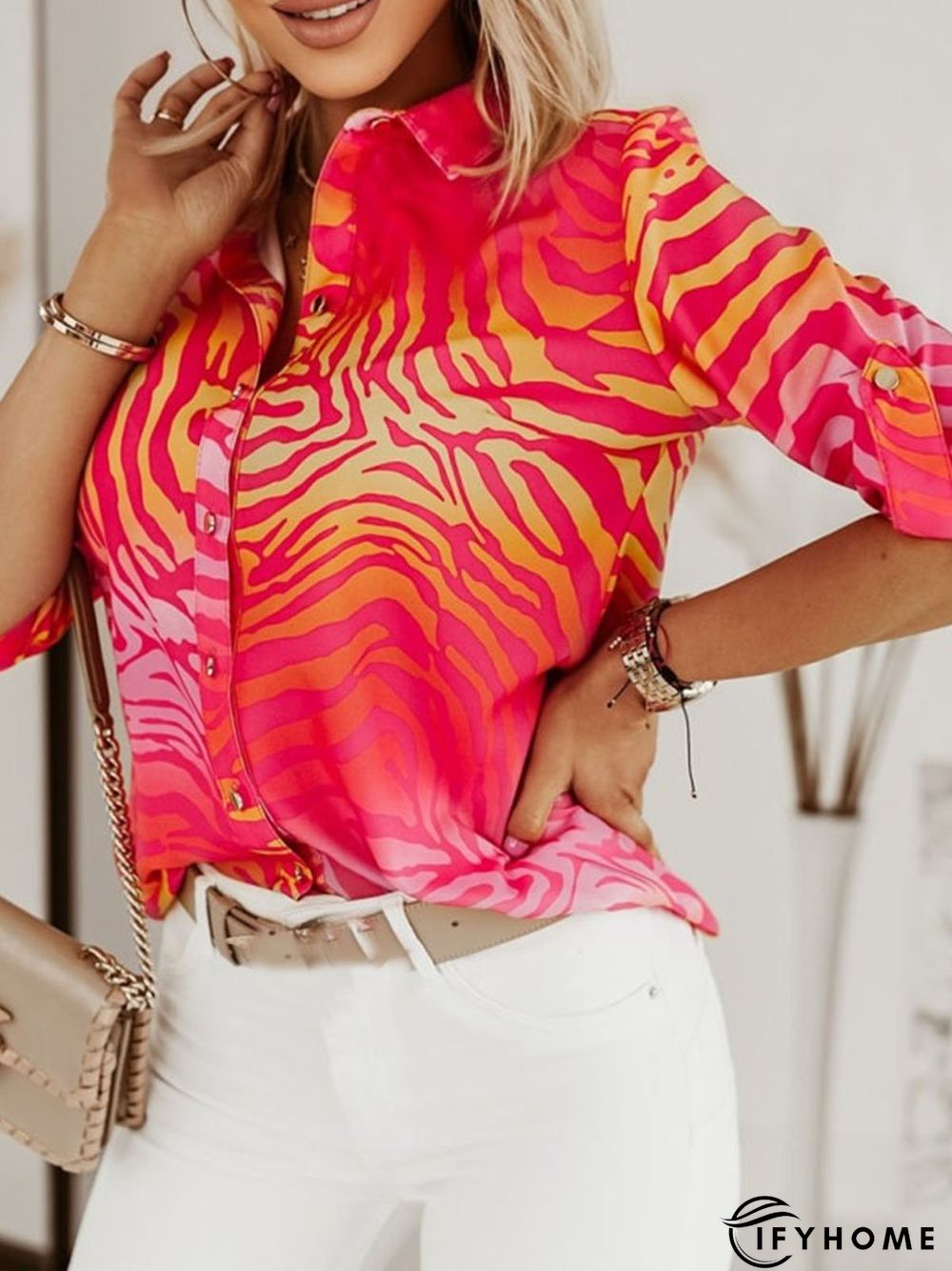 Casual Shirt Collar Striped Loose Blouse | IFYHOME