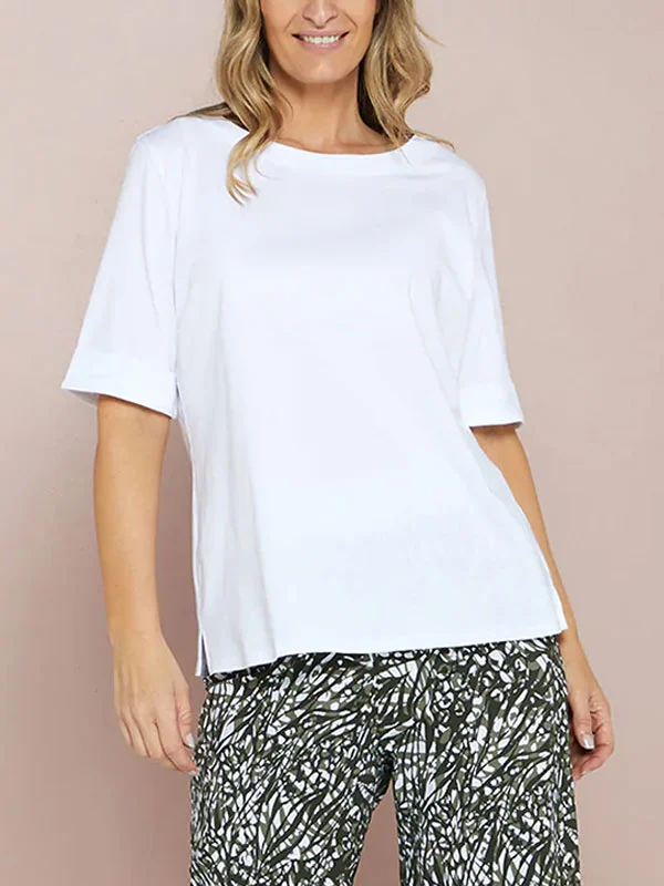 Simple sweat-absorbing cotton casual airy mum short sleeve