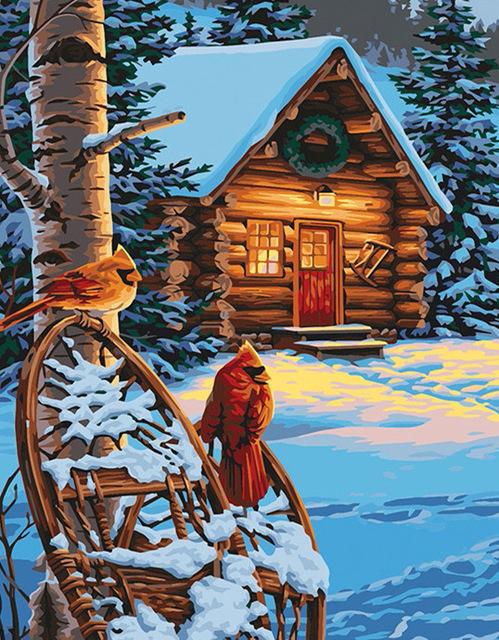 

House on a Frozen Forest – Paint By Numbers - 40*50CM, 501 Original