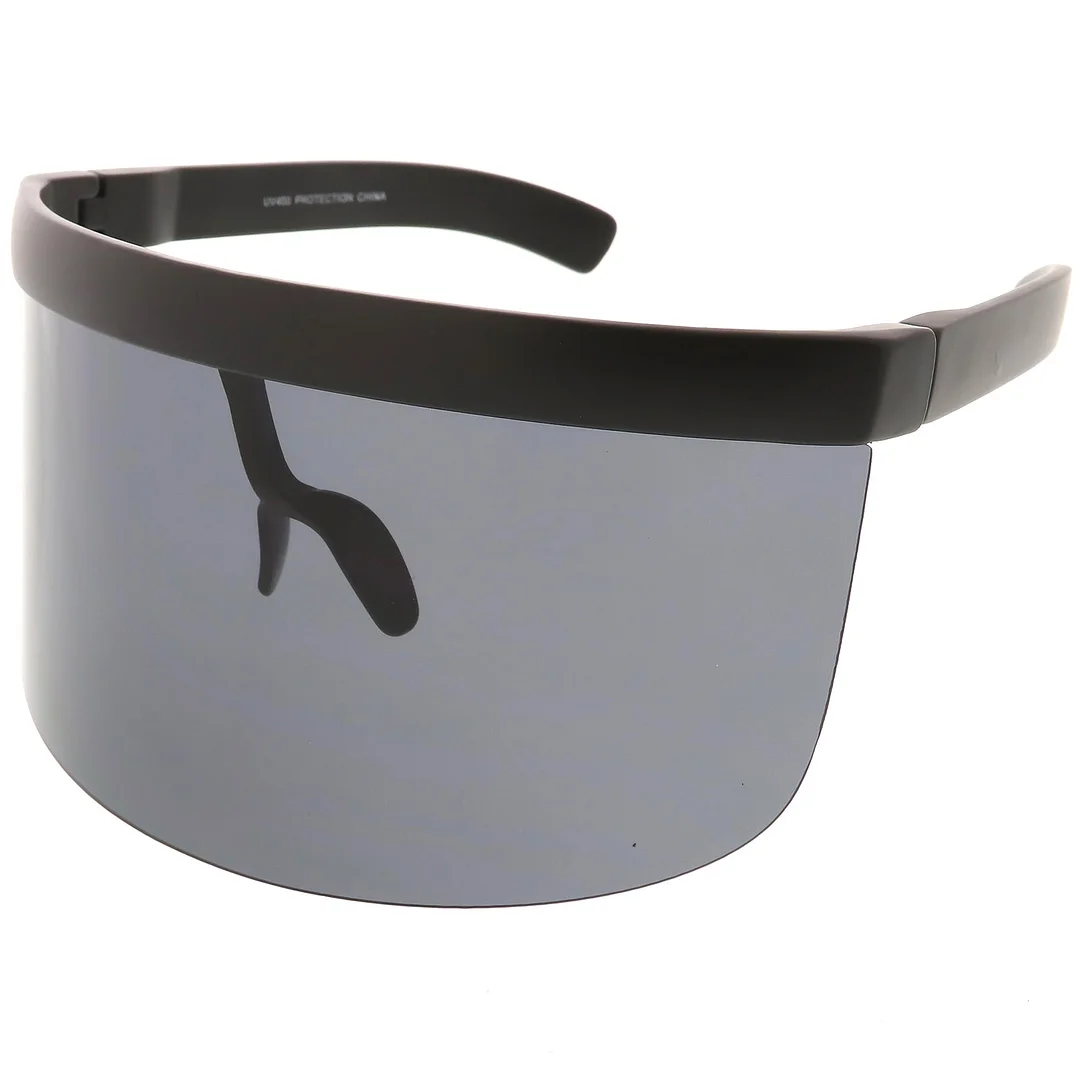 Futuristic Oversize Shield Visor glasses Flat Top Mirrored Mono Lens 172mm
