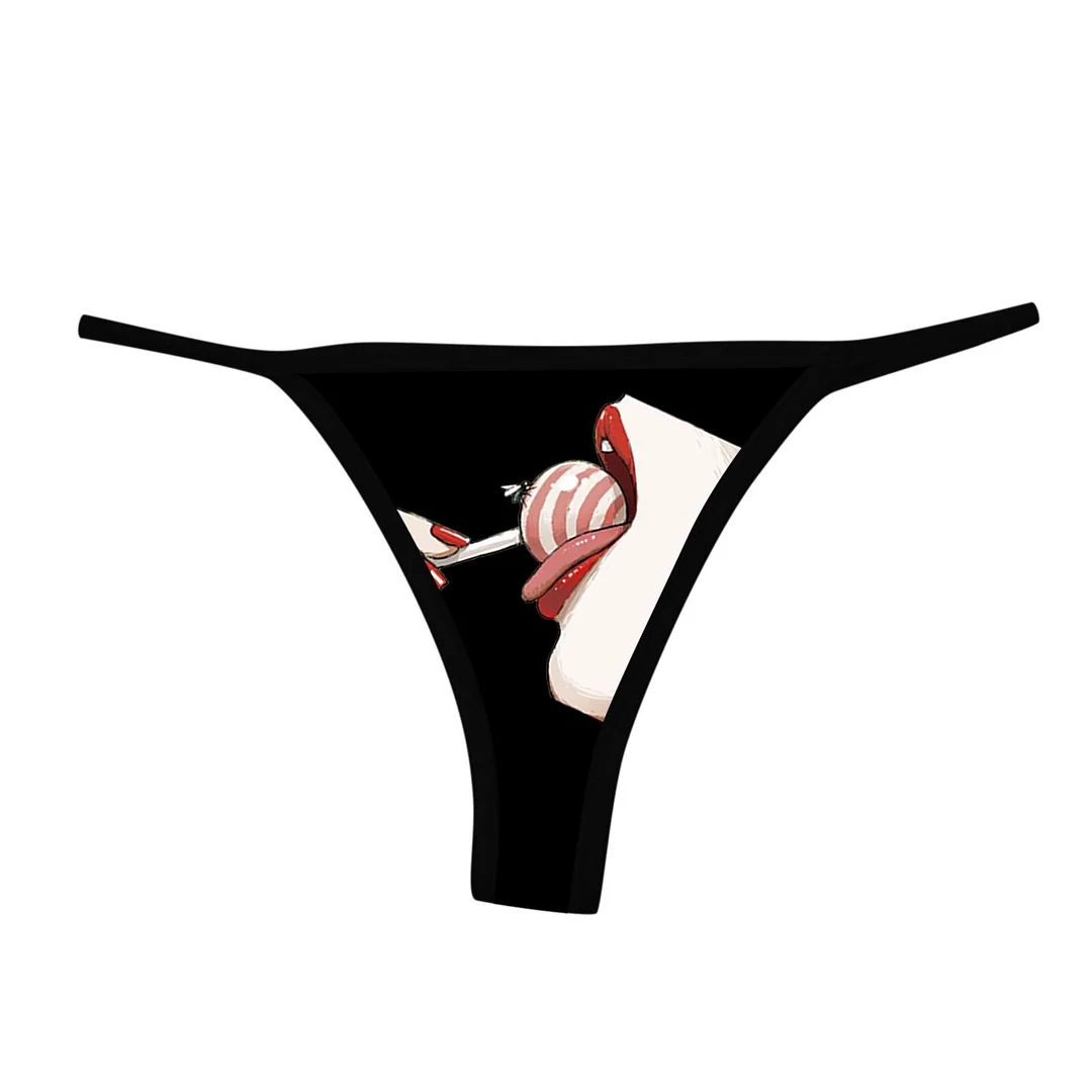 Seamless Sexy Lingerie Women's Funny Printing Underwear Plus Size Solid High Waist Panties For Women Breathable Thongs T-back