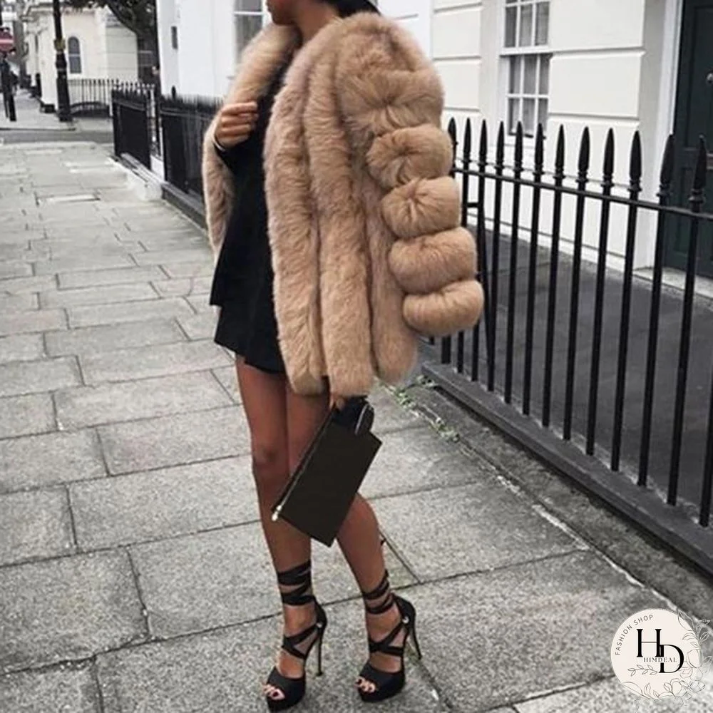 Fashion Winter Solid Color Thicken Faux Fur Coat Women Loose Warm Long Sleeve Jacket(SIZE:S-XXXXXL)