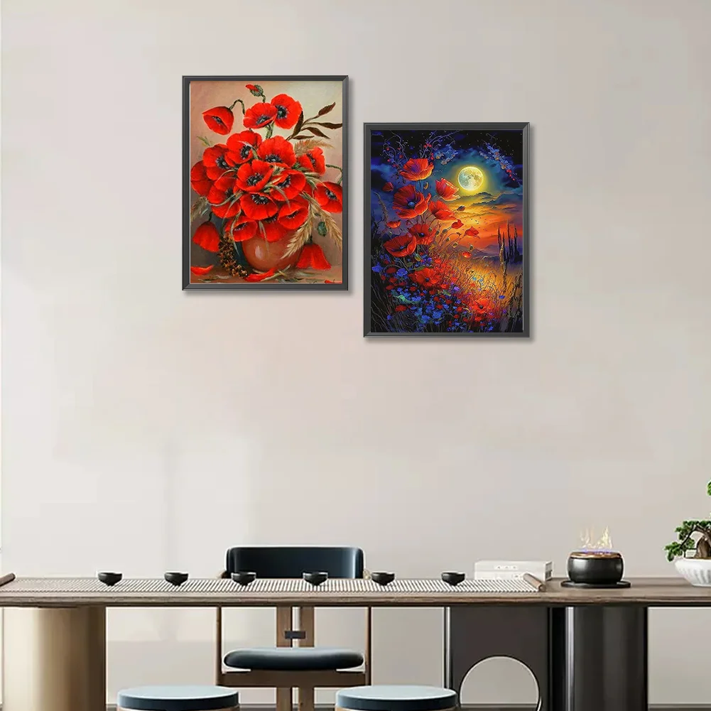 2pcs Diamond Painting - Full Round Drill - Poppy(Canvas|30*40cm)