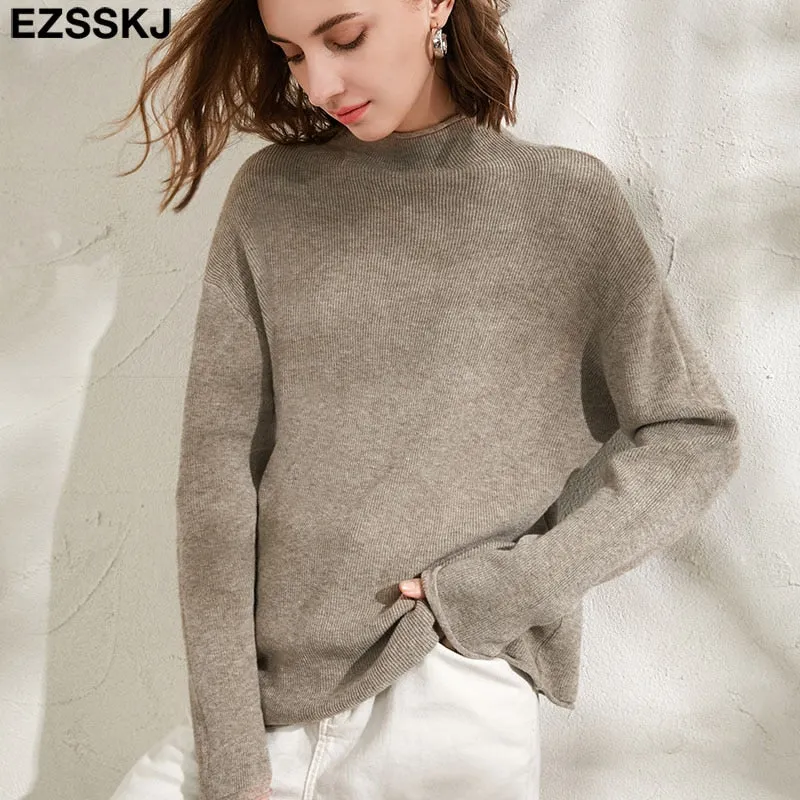 oversize Sweater Women Pullover Casual Turtleneck Long Sleeve chic loose 2021 Knit Sweater Female Jumpers soft top
