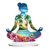 (US Local)Acrylic Special Shape Sitting Yoga Woman 5D DIY Diamond Art Tabletop Decorations