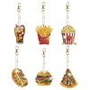 6Pcs DIY Diamond Painting Hamburger Keychain