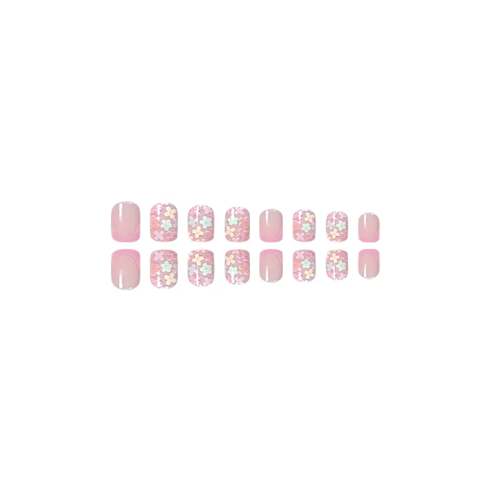 Churchf Churchf Pieces Of Short Square Armour Wearing Armour Removable Fresh Flowers Early Spring Flowers False Nail Nail Patch Nail Piece