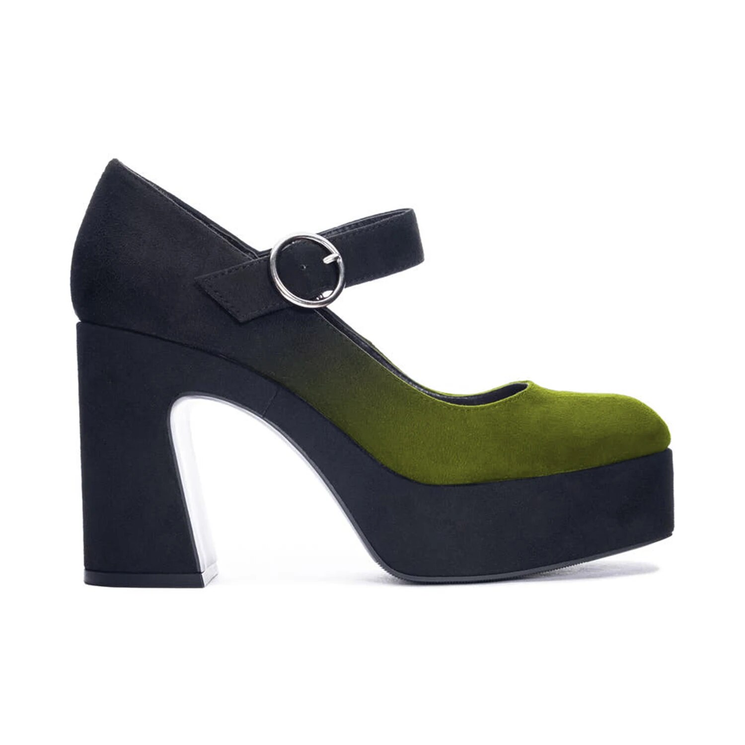 TAAFO High Chunky Heels Mary Janes Mixed Colors Women Pumps Platform Square Toe Ladies Office Buckle Shoes 