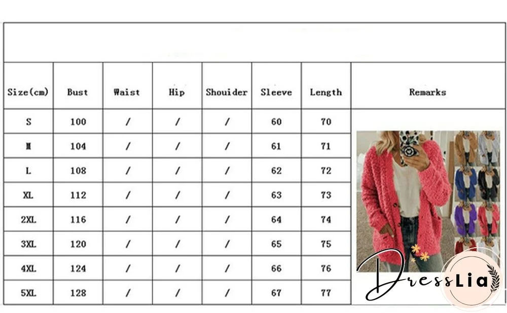 Women Winter Fashion Loose Long Sleeve Solid Color Plush Cardigan Sweater Coat Tops Button Casual Outwear XS-5XL