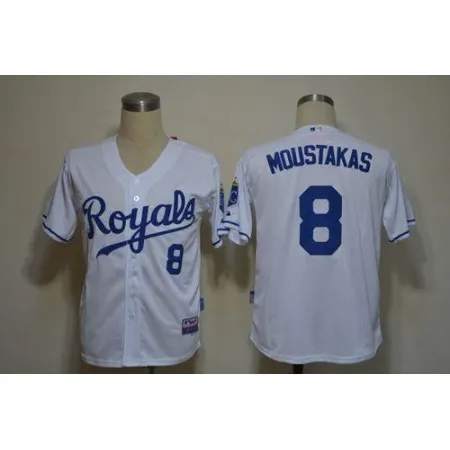 Royals #8 Mike Moustakas White Cool Base Stitched MLB Jersey