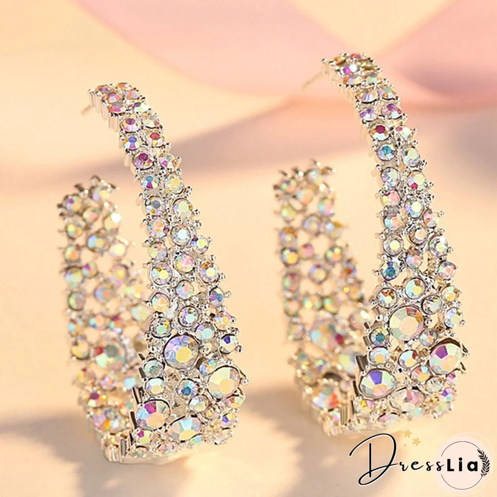 Fashionable Simple French Color Diamond Earrings Wedding Earrings Anniversary Christmas Gift Jewelry