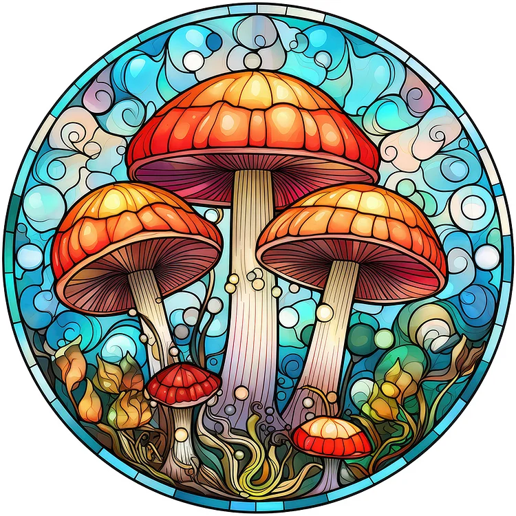 Mushroom Glass Painting 30*30CM(Canvas) Full Round Drill Diamond Painting gbfke