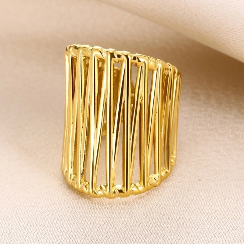 Classical Exaggerated Solid Color Fence Solid Color 304 Stainless Steel Wide Band Rings Open Rings