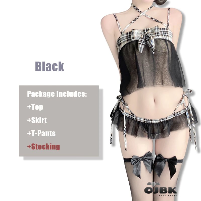 Billionm OJBK Lingerie Cosplay Maid Costume Sexy Fantasy Roleplay Outfit Sexy Transparent Gauze Maid Dress Backless Cute Lace Uniform Set