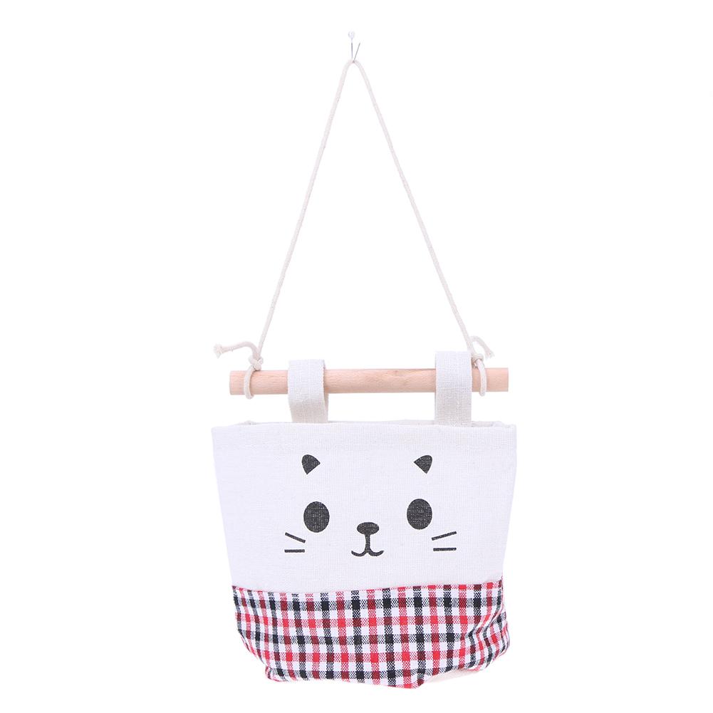 

Fabric Cotton and Linen Pocket Wall Door Closet Hanging Storage Bag Case, 收纳袋挂袋墙挂悬挂式墙面储物袋（黑红格子）, 501 Original