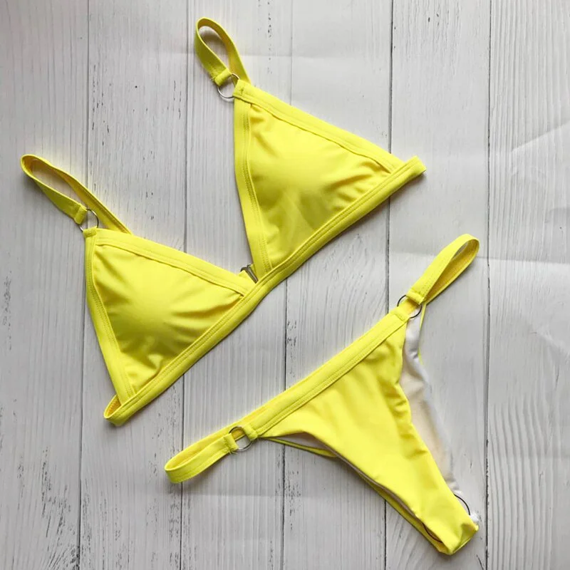 2020 Brand Triangle Bikini Set Swimwear Women Solid Swimsuit Women's Swimming Suit Bathing Suit Bodysuits Sexy Bikini Padded S-L