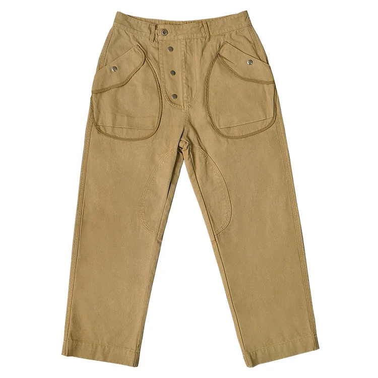 Retro High-Density Cotton Loose Wear-Resistant Multi-Pocket Casual Pants